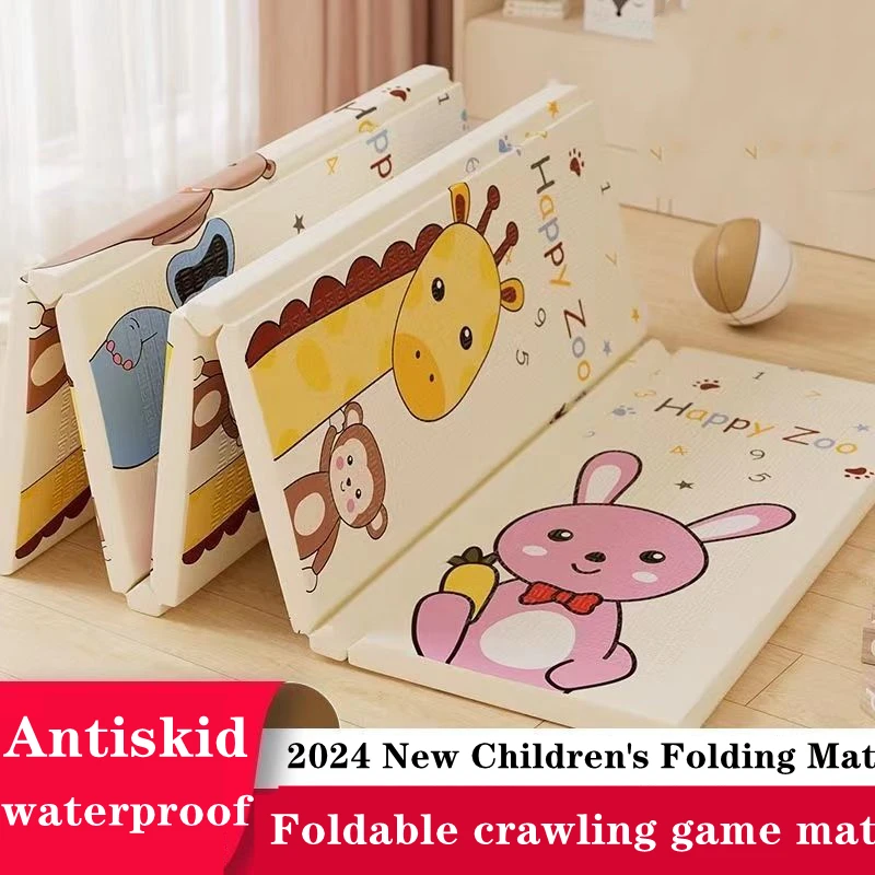 Baby Play Mat Foldable Carpet Cute Animals Baby Crawling Mats Reversible Play Gym Mat Non-Slip Waterproof Puzzle Mat 180*100*1cm