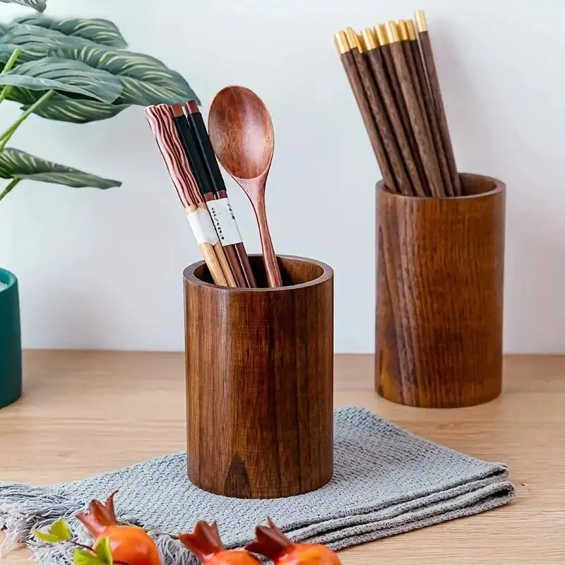 

1PCS Utensil Holder Chopstick Cage Wooden Chopsticks Holders Cutlery Storage Shelf Kitchen Accessories