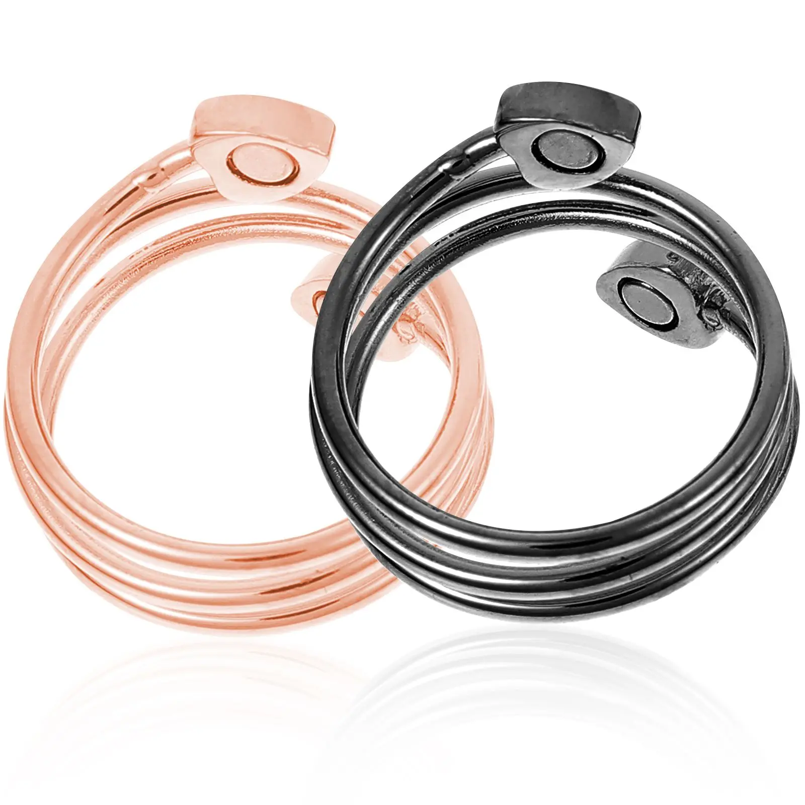 2Pcs Heart Rings Black Rose Gold Adjustable Women Gift Pain Copper Rings For Women Relief Copper Thumb Jewelry