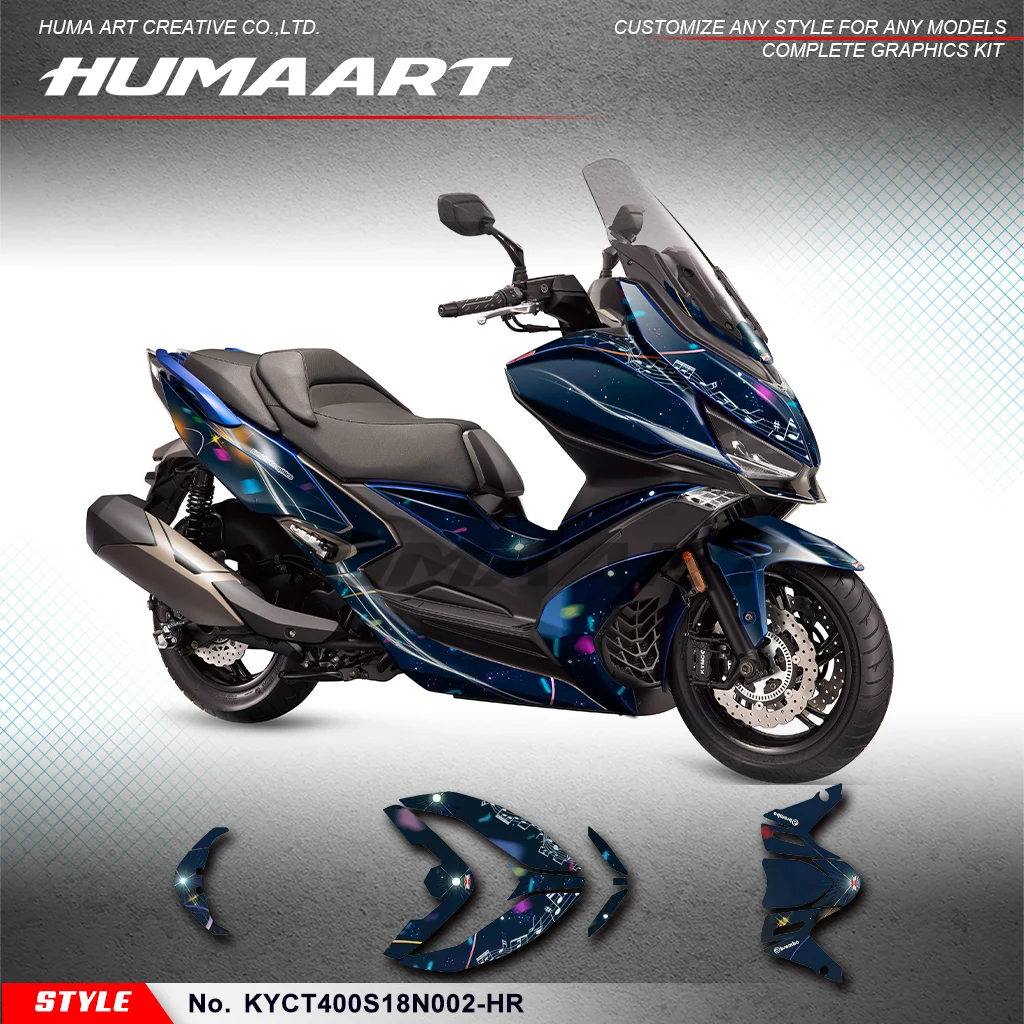 HUMAART Motorcycle Graphics Vinyl Graphics Kit for KYMCO XCITING S 400 2018 2019 2020, KYCT400S18N002-HR