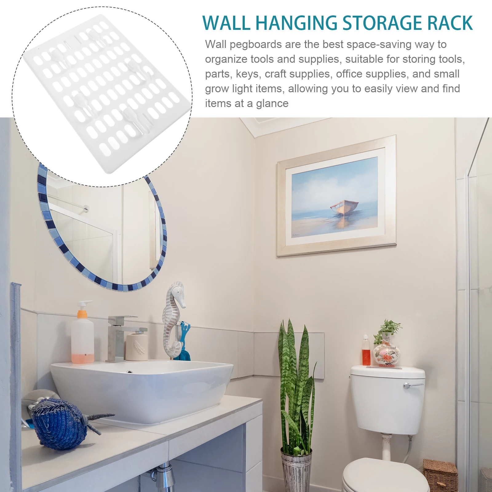 

Plastic Pegboard Organizer 1 White Small Board 5 Garage Tool Organizer Hooks Kitchen Bathroom Craft Room Storage Tool Panel