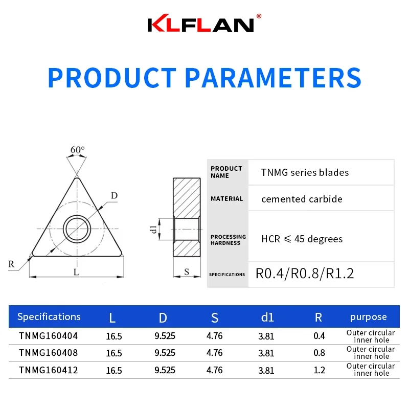 Inserto CNC para torneado externo e interno TNMG160404 TNMG160408 grado NC3020 para acero grado NC9030 para acero inoxidable