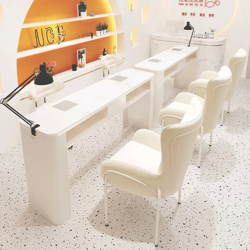 Tavolo per unghie multifunzionale francese Tavolo per manicure moderno e minimalista di lusso professionale con mobili Mesa di design per collettore di polveri