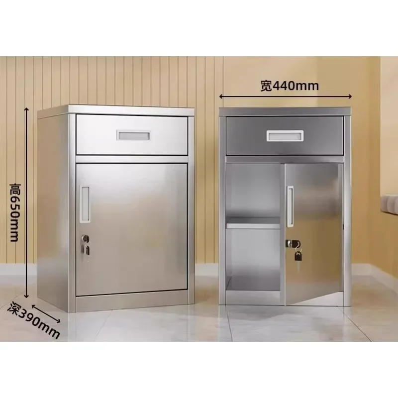 304 Stainless Steel File Cabinet Office File Locker Outdoor Locked Low Cabinet Drawer Storage Tool Cabinet
