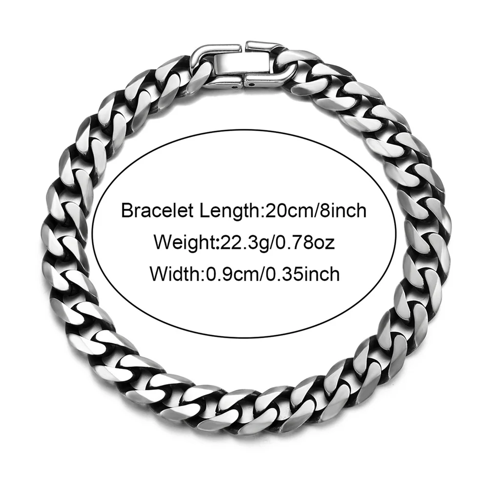 HIP HOP 9MM 8inch Stainess Steel Cuban Link Bracelet Curb Rapper Bracelets For Men Women Jewelry Trendy Handmade Wholesale Gifts