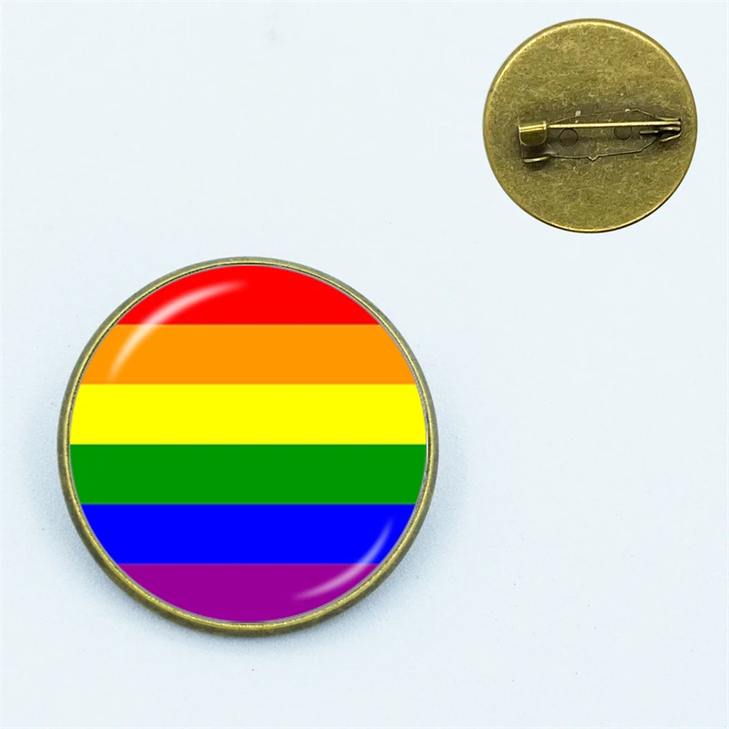 30 Style LGBT Design Rainbow Creative Glass Dome Pin Brooch Metal Pins Badge Lapel Jewelry Gift Women Unsix