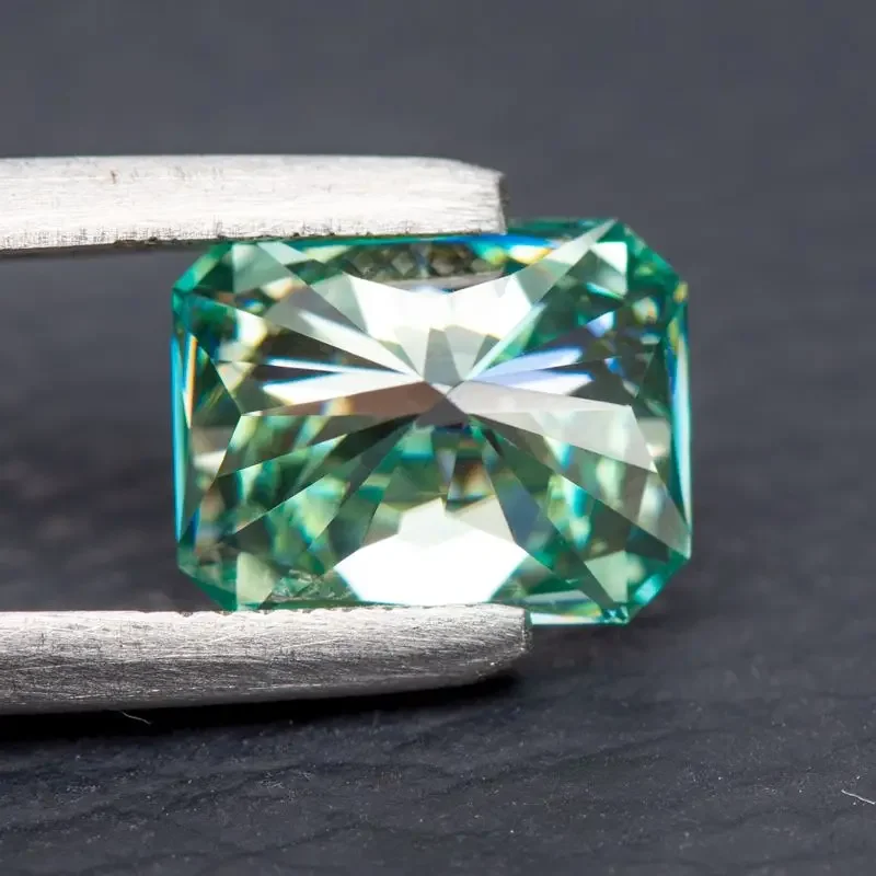 Moissanite Stone Natural Colour Radiant Cut Yellow Green Color VVS1 with GRA Certificate Gemstone Charms Jewelry Making Material