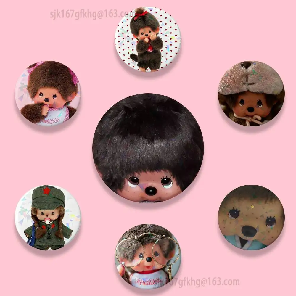 

Kawai M-monchhichis-s 58mm Round Cartoon Brooches Badge for Backpack Accessories Hat Decoration HD Print Handmade Gifts