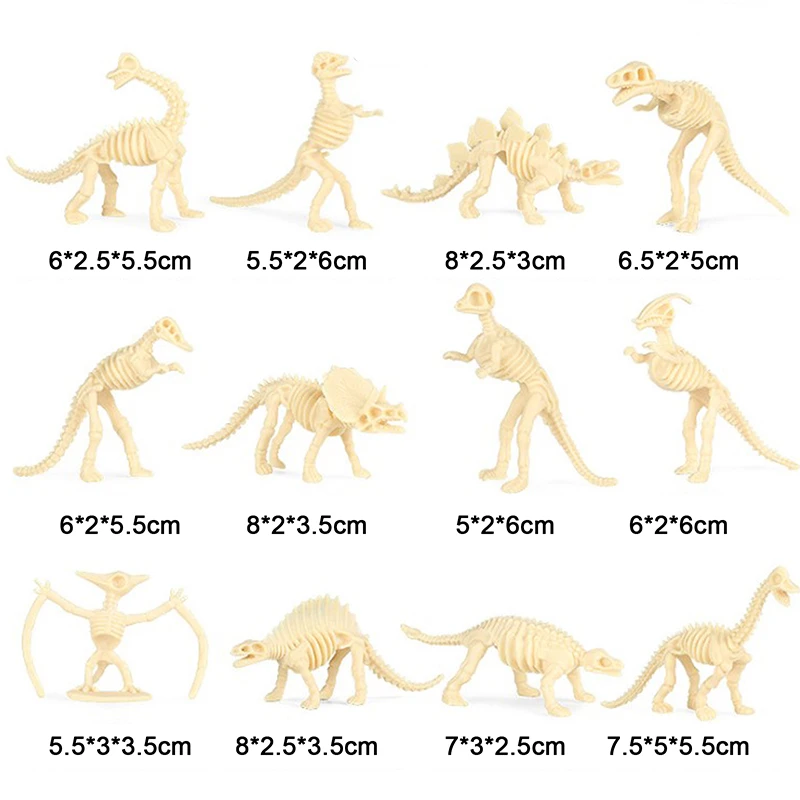 Nowy zestaw Model symulacyjny skamieniałości dinozaury zabawki 12 szt. Mini figurka edukacyjna kreatywna kolekcja zabawka dla dzieci