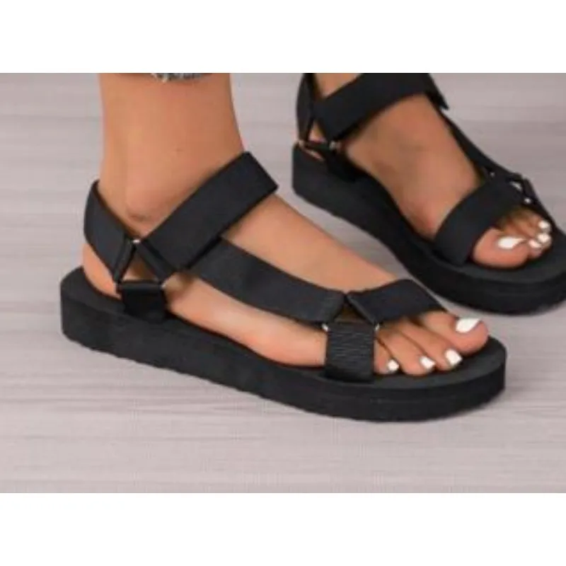 New Female Shoes on Sale Fashion Summer Outdoor Women\'s Sandals Solid Open Toe Low-heeled Roman Casual Beach Sandals Women