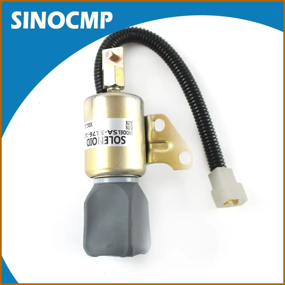 

SINOCMP 1pc 12V Fuel Shutdown Solenoid Valve for Kubota D722 D902 Z482 Part# 1756ES-12SUC5B1S5 SA-5176-12