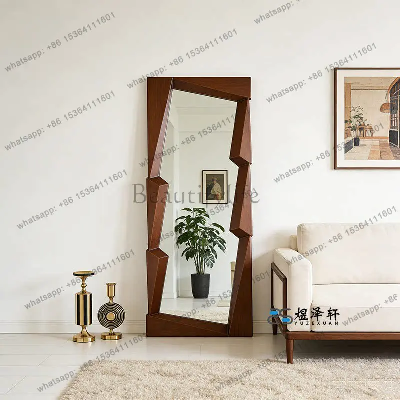 

LJY American light luxury irregular full body mirror medieval entrance floor fitting mirror