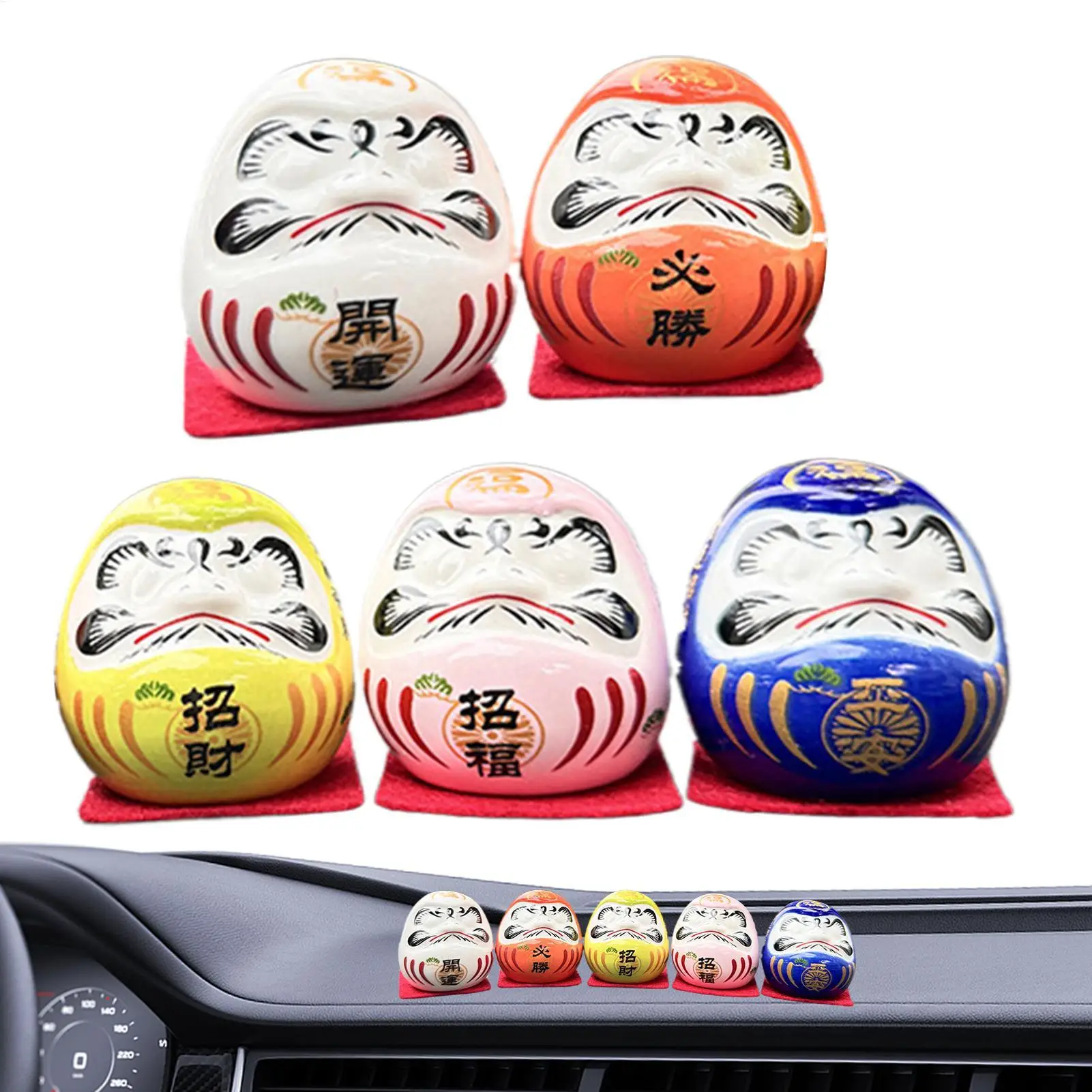 Statues de poupées Daruma en céramique, 5 pièces, artisanat japonais Daruma, ornement de fortune pour table, décoration de salon, cadeaux.