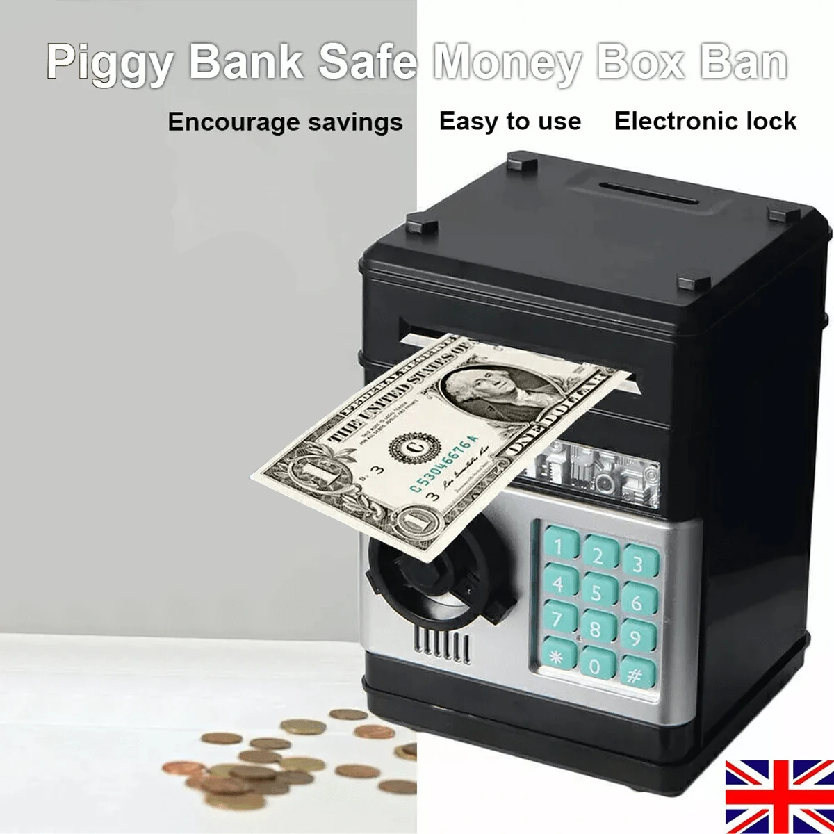 Electronic ATM Mini Bank Safe Money Box Bank Password Lock Cash Coin Kids Gift