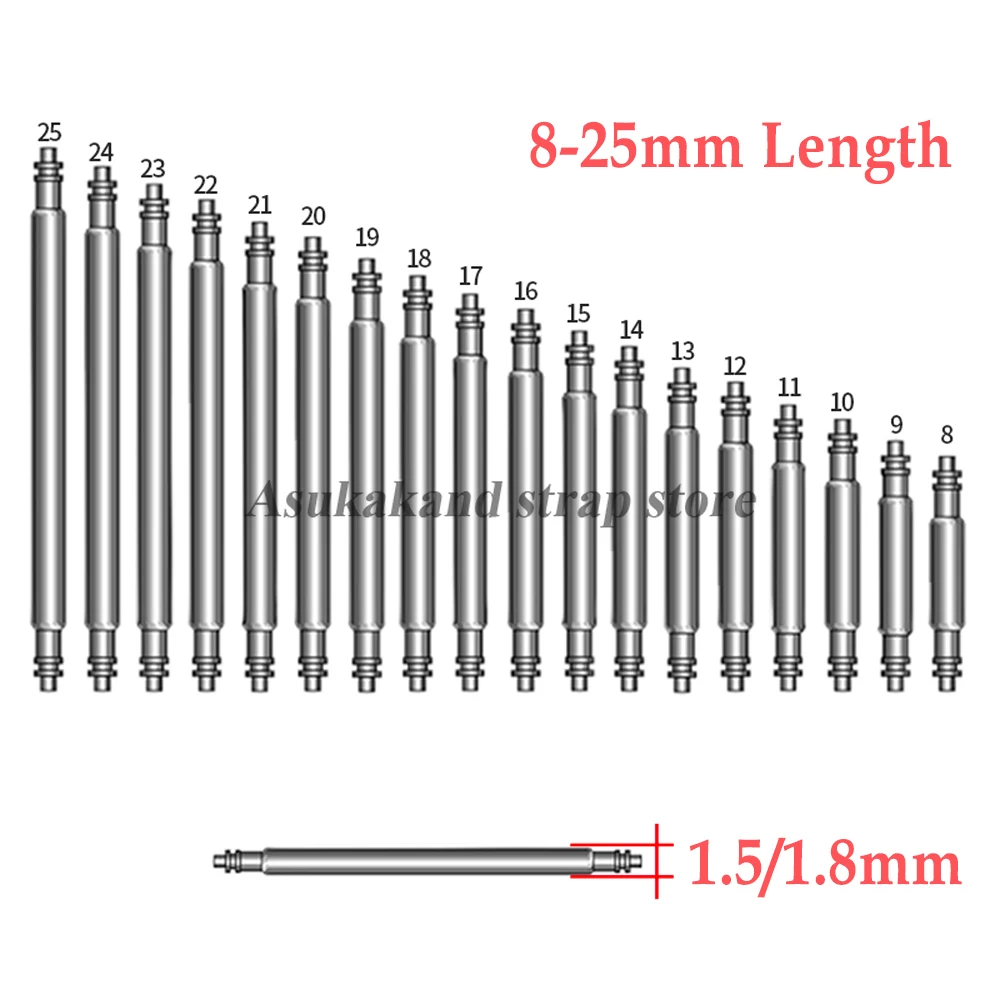Barras de mola de aço inoxidável, kit de reparo de relógio-270/360 peças, barras de mola sem costura, atacado, tamanho 8-25mm, plástico durável e caixa de metal