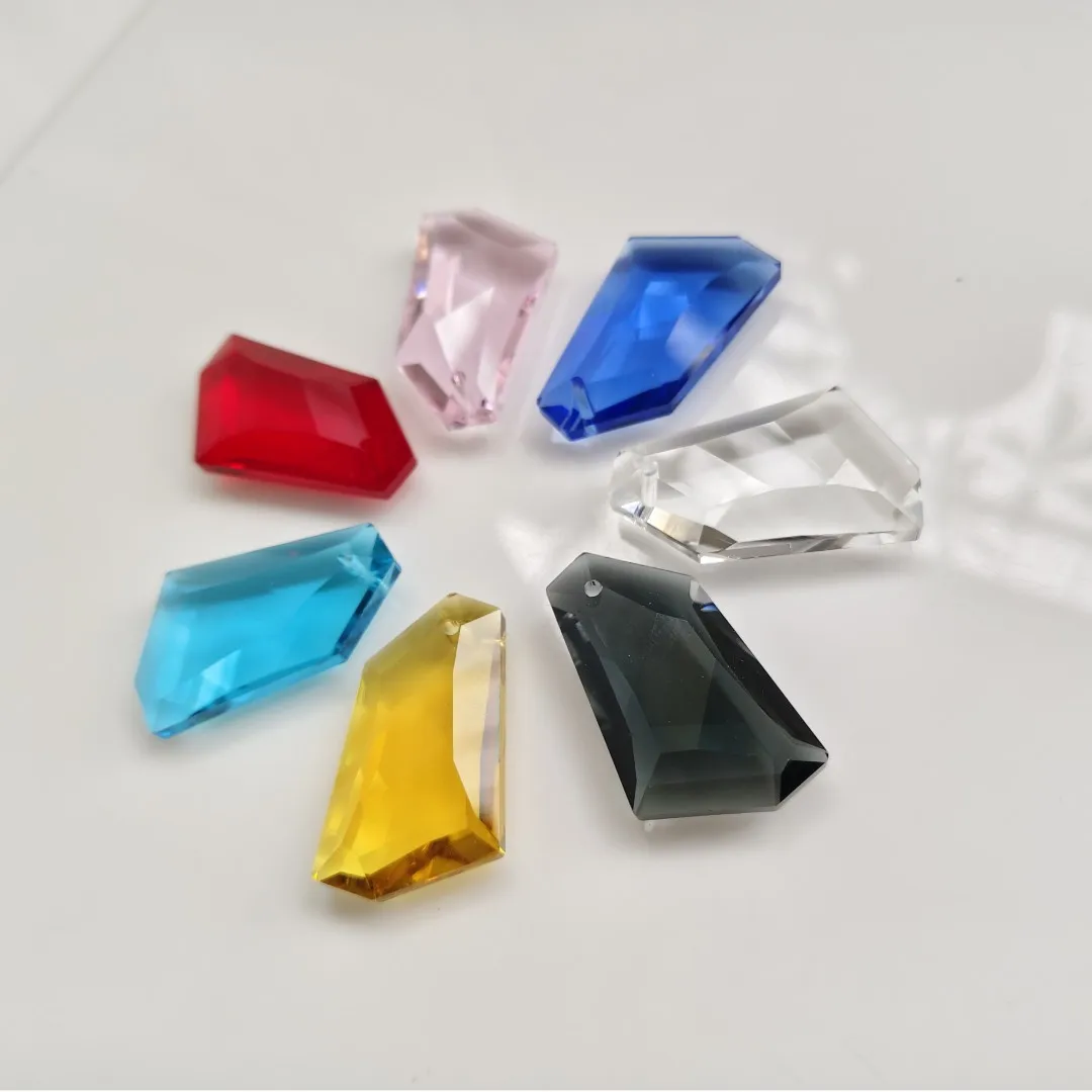 2Pcs 38mm Colorful Glass Stone K9 Crystal Bead DIY Chandelier Pendant Part Lamp Prism Jewellery Making Accessories Hanging Decor