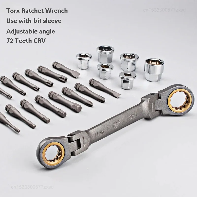 Imagem -03 - Multifuncional Ratchet Spanner Grupo Cabeça Flexível Caixa Dupla Chave Soquete Chave de Fenda Bits Auto Reparação Ferramenta 23 Pcs