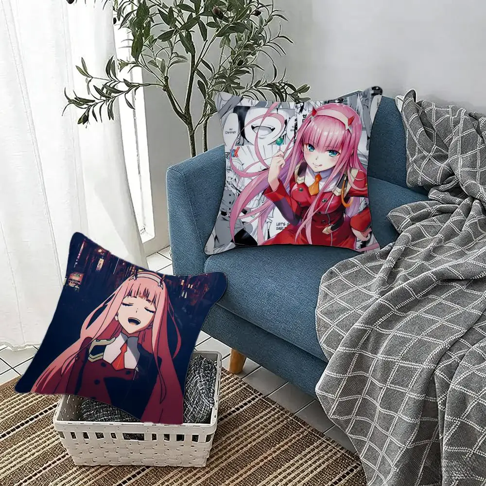 Sci Fi Romance Anime D-Darling in the FRANXX Cushion Cover Fluffy velvet Nordic style plush Living room sofa decorative