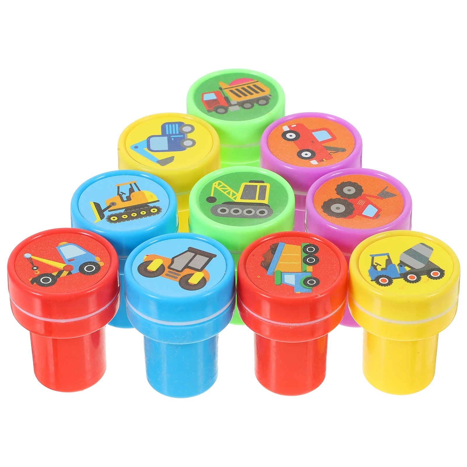 10 Pcs Construction Truck Stamp Kids Stamper Toy Stamps for Crafts Trucks Stampers Ink Scrapbooking Plastic Gift Toddler