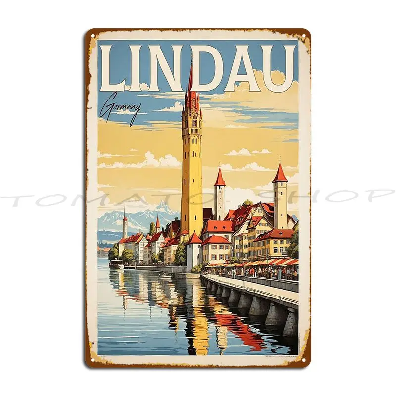 Lindau Germany Vintage Travel Metal Signs Cinema Personalized Rusty Home Printed Tin Sign Poster