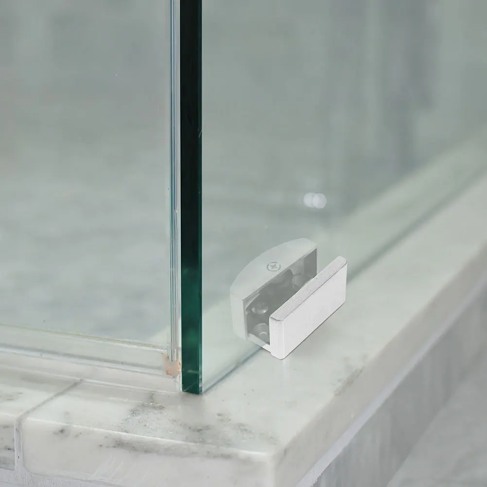 4 قطعة دليل الباب الزجاجي القابل للتعديل لأبواب الدش المنزلقة 5-14 مللي متر مسار سفلي من سبائك الألومنيوم بكرات ناعمة حماية ضد التآكل