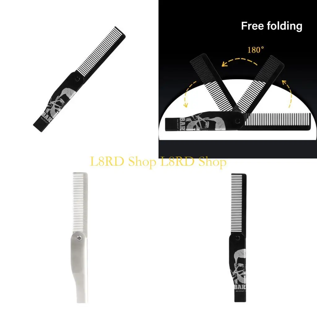 

L8RD Portable Stainless Steel Travel Comb Two Function For Men’s Hair Beard Care In Office Gym