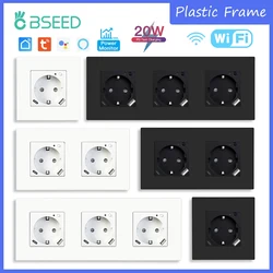 BSEED Wifi EU Socket With Normal Type-c USB Fast Charging Ports Smart Sockets Support Tuya Smart Life Alexa App Plastic Frames