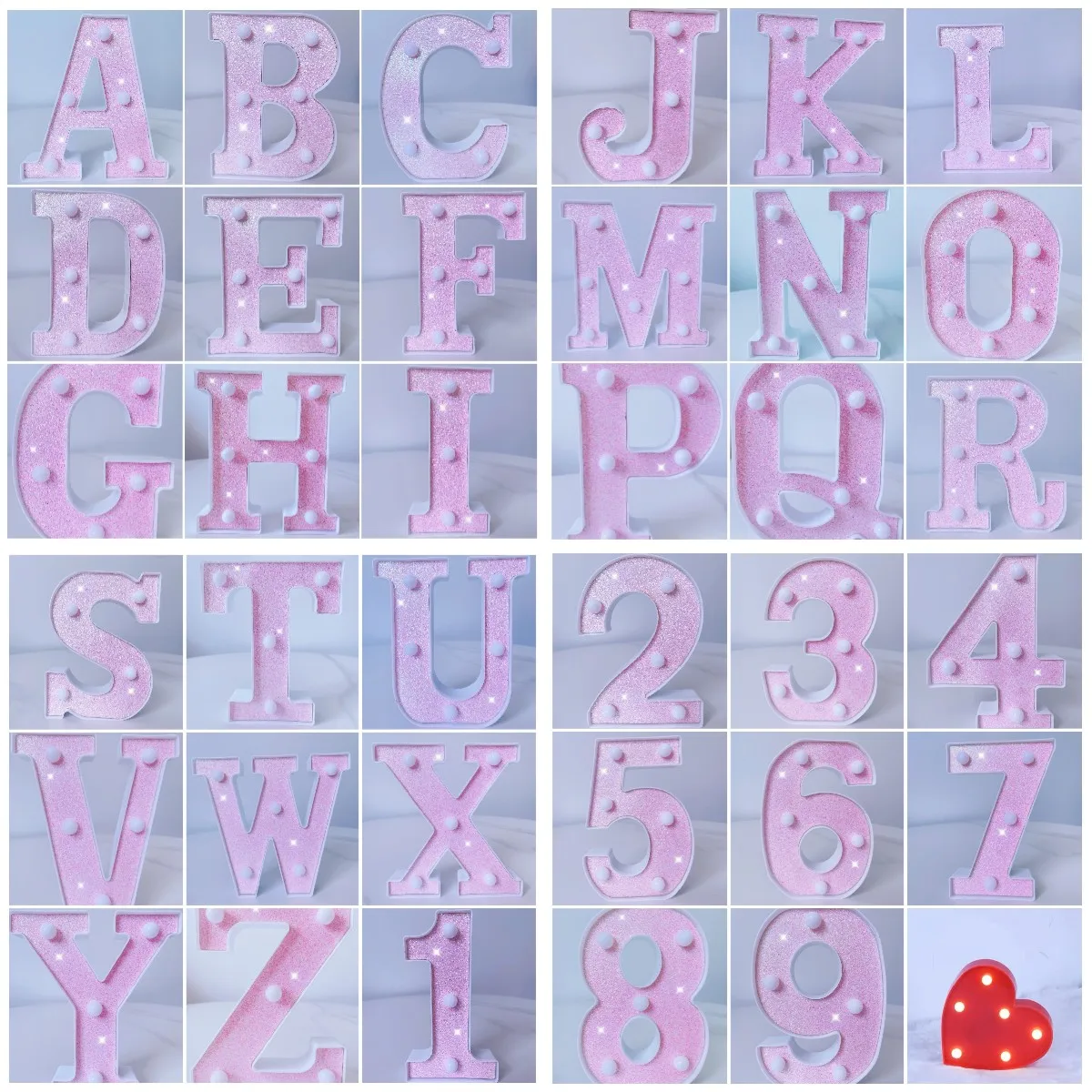 16cm Colorful Pink LED Decorative Alphabet Number Light Battery Powered Decorative Light Wedding Birthday Party Decoration