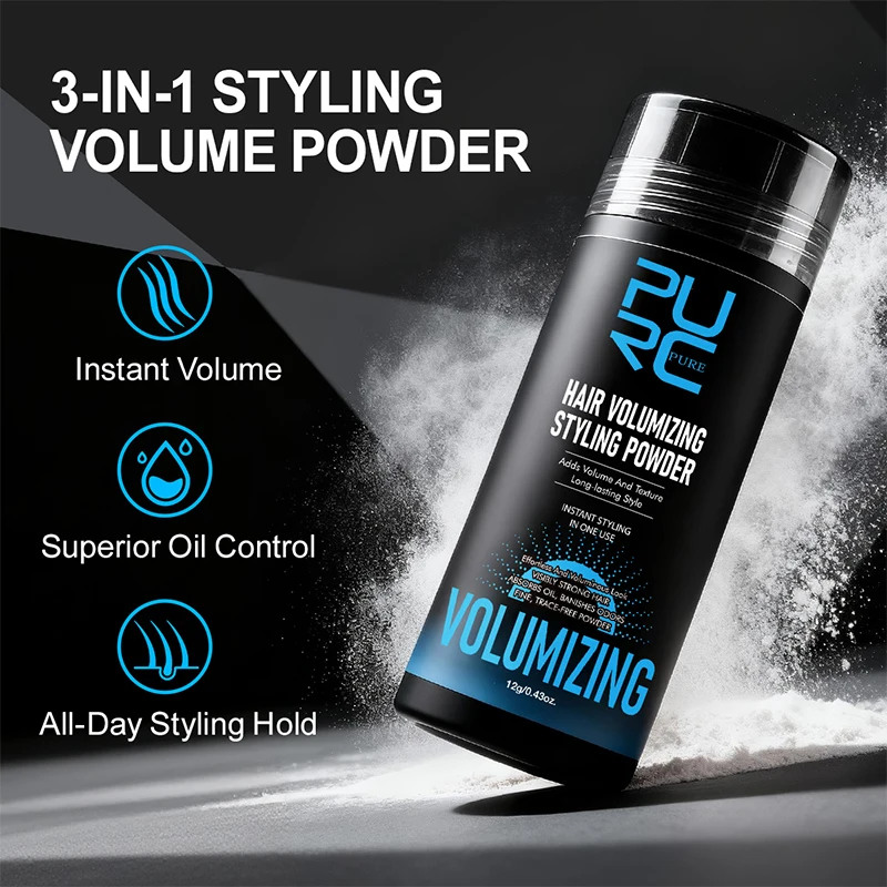 PURC 3 w 1 Puder do stylizacji włosów zwiększający objętość dla kobiet i mężczyzn, długotrwały efekt, kontrola sebum, odżywiający produkt do stylizacji włosów, pielęgnacja włosów