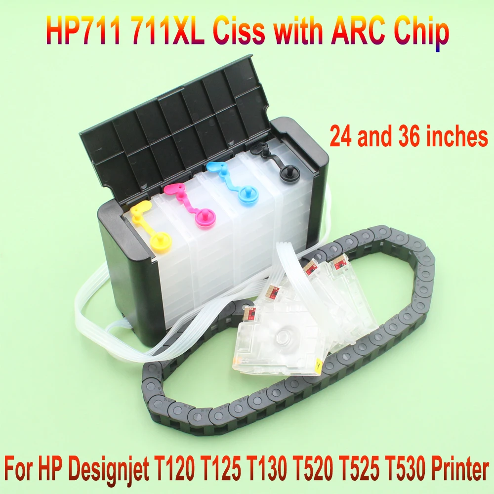 1 Set 24/36 inch For HP711 CISS Hose Chain System For HP 711 Bulk Ink Cartridge Designjet T120 T125 T130 T520 T530 T525 Printers