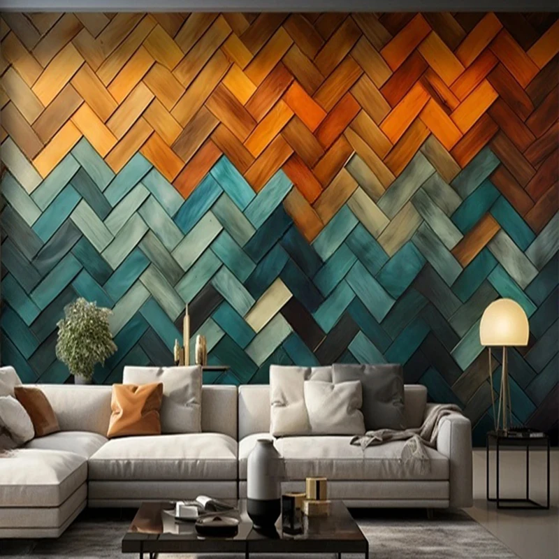 Custom 3D Abstract Geometric Lines Pattern Mural Home Decor Wallpaper Modern Wall Background For Living Room Bedroom Office