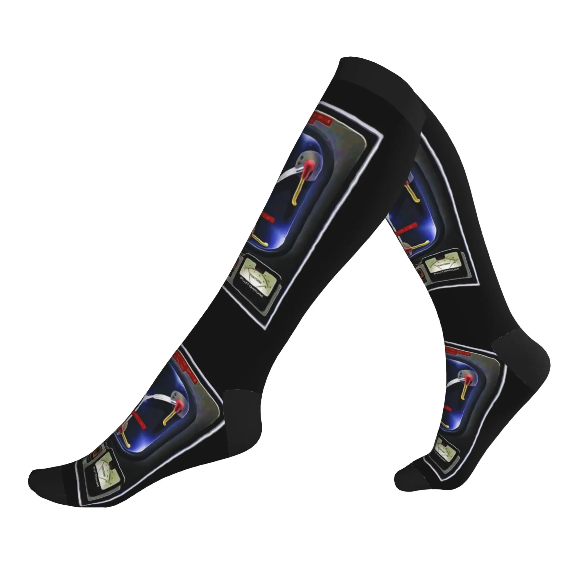 Lindos calcetines de vestir con condensador de flujo para hombre, unisex, cómodos, cálidos, con estampado 3D, calcetines deportivos de compresión de Regreso al futuro