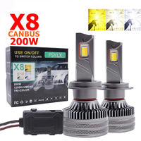 X8 3color led H7 H1 H11 9005 Car LED Headlights Bulb Fog 9006 hb3 9012 Light Car LED Headlamp