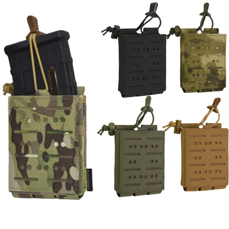 Elastic Single Mag Pouch with Laser Cut Front Panel for 5.56 and 7.62 Multicaliber