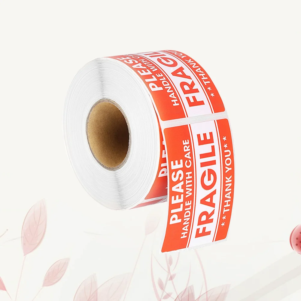 

500 Pcs/Roll Transportation Warning Sticker Labels Tags Handle with Care Logo Stickers Red Fragile Copper Plate