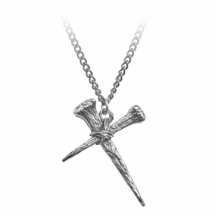

WEIER Gothic Cross Pendant Necklace 925 Silver Men's Sweater Chain Vintage Design Wood Post Original Design Couple Jewelry