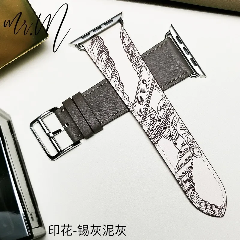 Suitable for Apple smartwatch Apple Watch 8/7/6/S9 hand sewn Herm è s strap 41-45mm