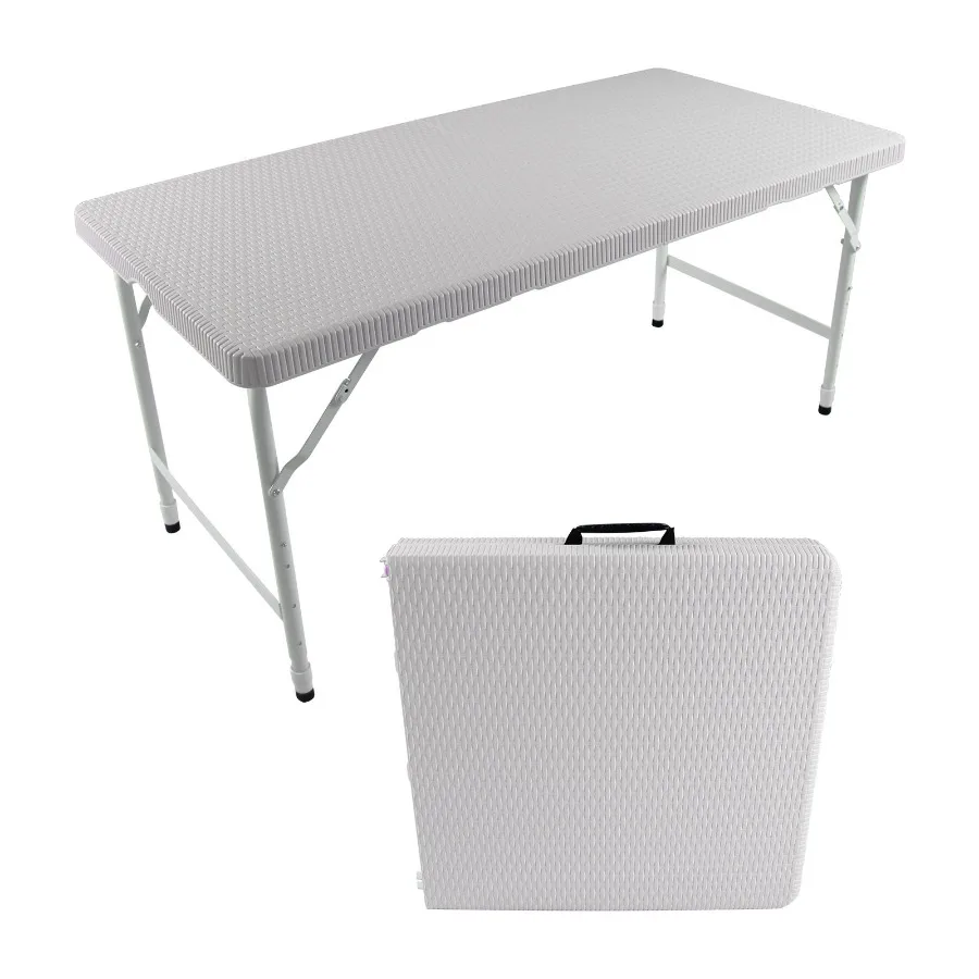 

4ft Rattan Folding Table for IndoorOutdoor Portable Foldable Table Rattan Plaited White