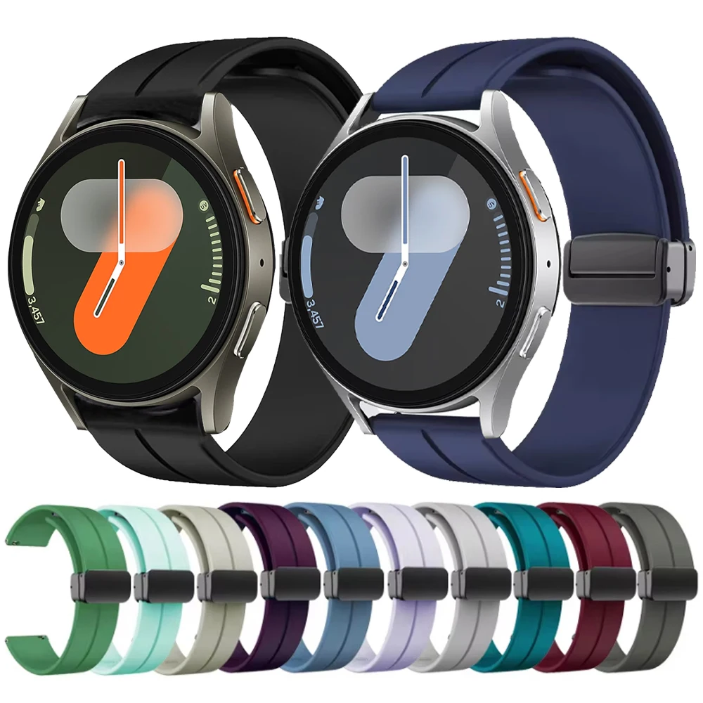 20 مللي متر 22 مللي متر حزام الساعات لساعة سامسونج جالاكسي 7/6/4/5 برو/FE/كلاسيكي/جير S3/active2 الرياضة سيليكون المغناطيسي للطي مشبك الفرقة