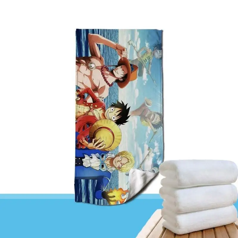 Toalla de Baño de Microfibra de Secado Rápido con Diseño de Anime One Piece Luffy, para Gimnasio, Fitness, Ejercicio, Absorbente, Suave, Grande y Extra Grande
