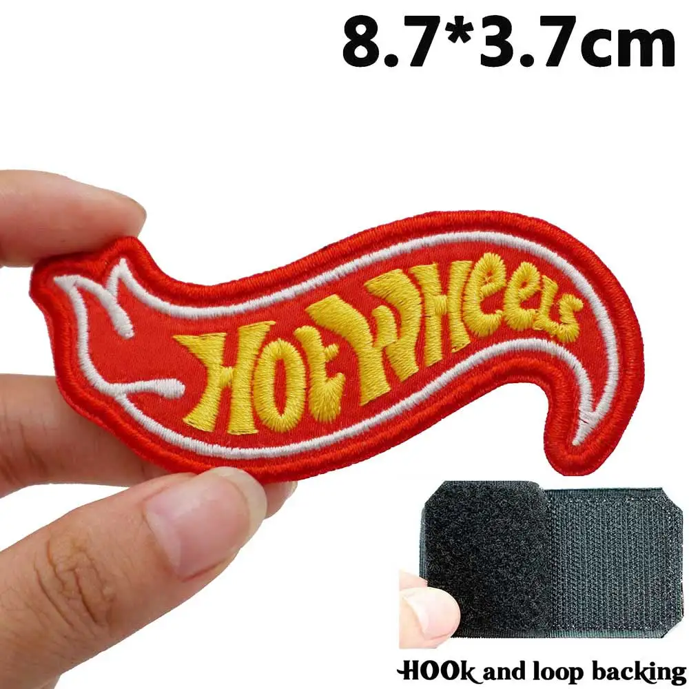 American car Toy Company logo Embroidered Patches Applique Sewing Label punk biker Band Rock Clothes Badges with hook backing