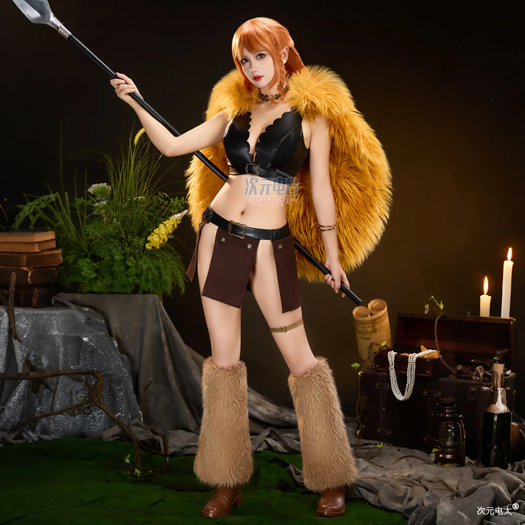 

Anime Nami Elbaph Cosplay Costume Women Sexy Plush Shawl Skirt Accessories Outfits Halloween Carnival Stage Performese Clothes