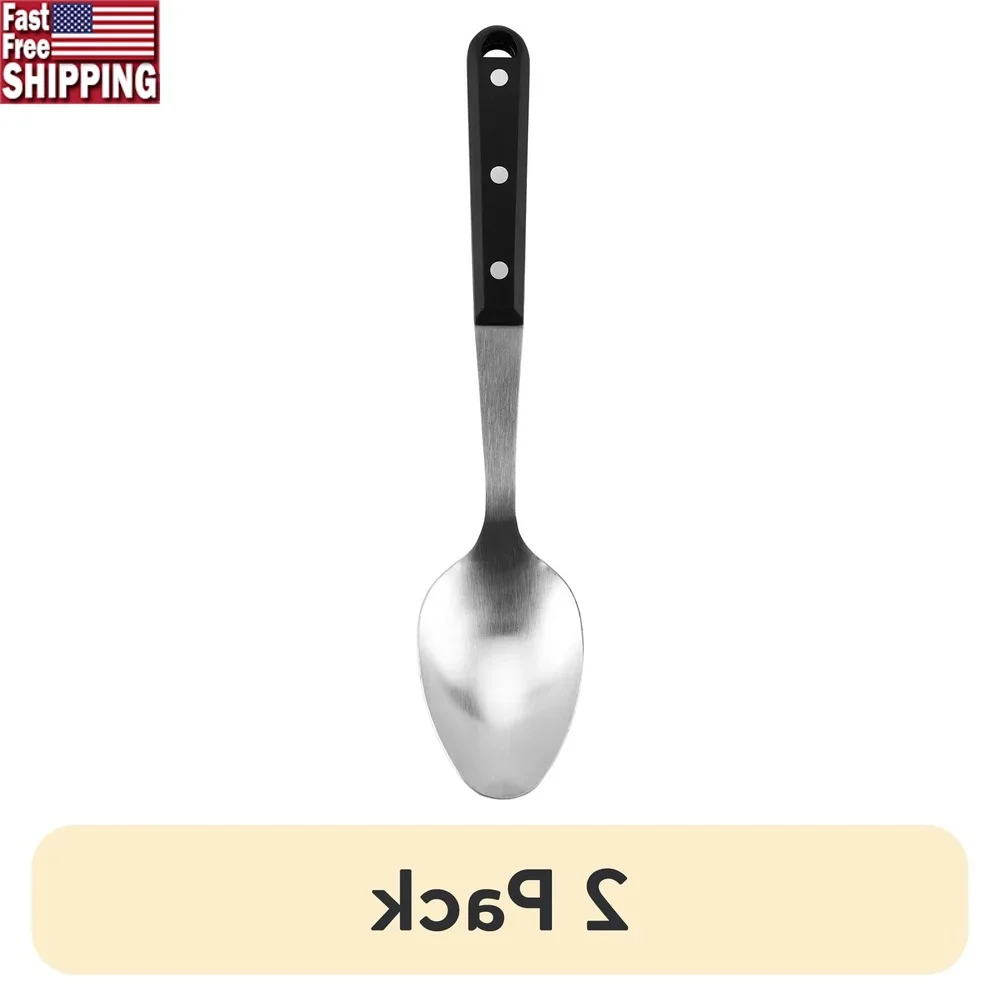 

2 упаковки ложек из нержавеющей стали, прочная тройная заклепка, ручка, кухонная ложка, устойчивая к ржавчине, можно мыть в посудомоечной машине, совок для приготовления пищи