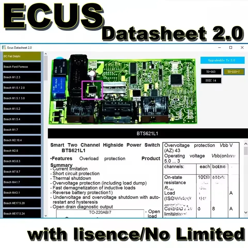 ECUS Datasheet 2.0 Software PCB Schematics Electronic Components for Automotive Engineers Car ECUs Information
