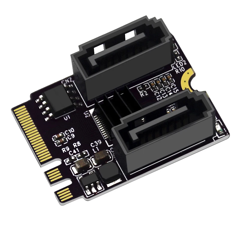 

M.2 to SATA Adapter WiFi M.2 Key A+E to 2 Port SATA3.0 Expansion Card Riser SATA3 6Gb M2 2230 PCIE3.0 Bandwidth for SATA SSD HDD