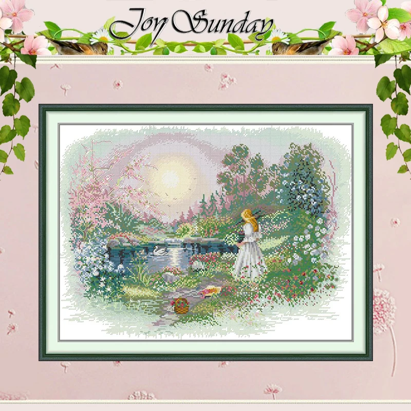 

Lakeside Girl узоры набор для вышивки крестом DIY 11CT 14CT 16CT штампованный DMC набор для вышивки крестом вышивка рукоделие ремесла