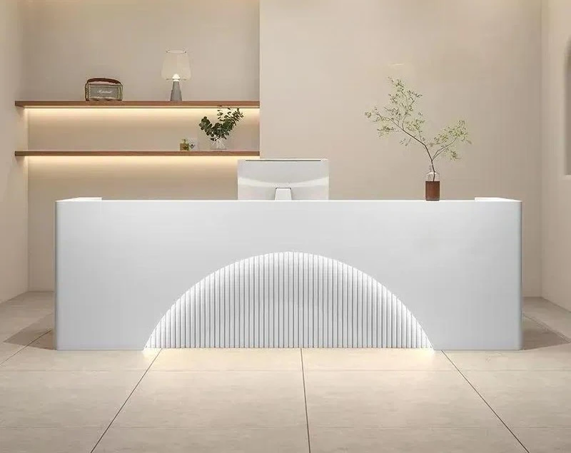 Luxury Clinic Reception Desk Front Counter Custom Logo Modern Office Furniture for Beauty Shop Hotel Lobby