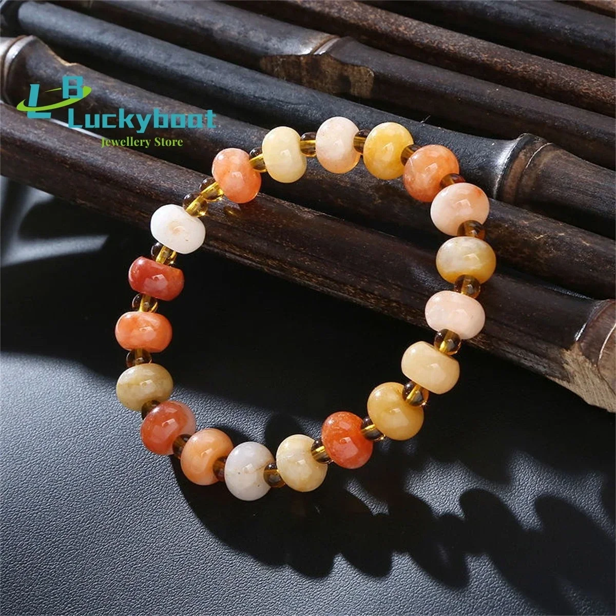 Natural Xinjiang Golden Silk Jade Handchain Colorful Candy Transfer Beads Stone  Women's Tube Beads Handjewelry Fashion Charm