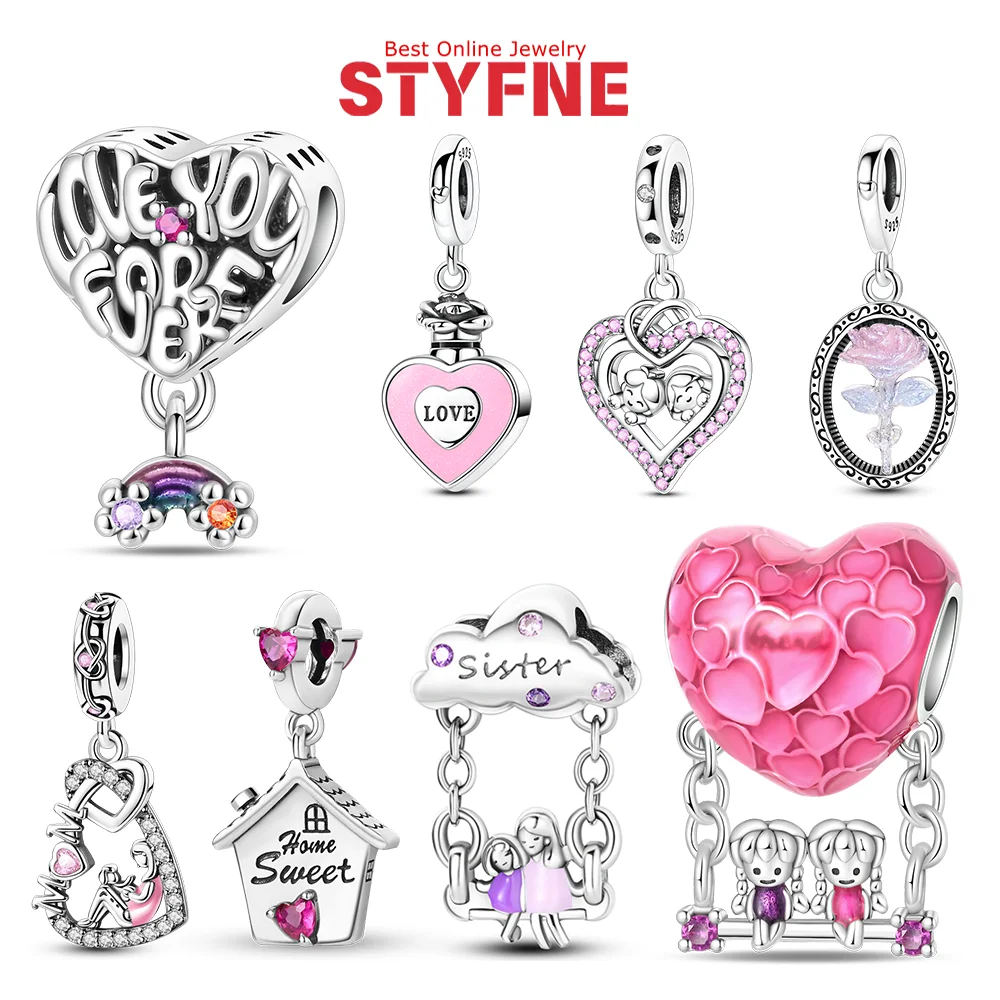New 925 Silver Sparkling Magic Cube Love Charm Red Heart Beads DIY for Women Original Bracelet Fine Jewelry Gift Accessories