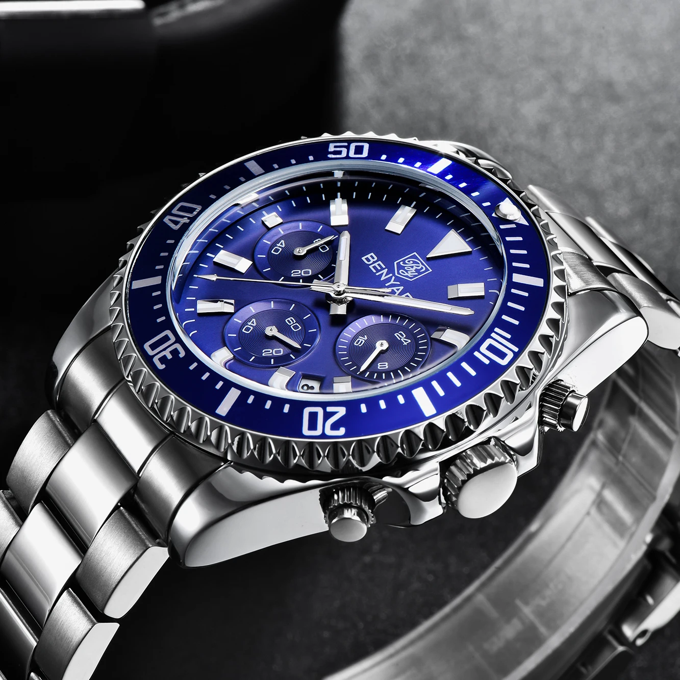 2022 BENYAR NEW Sports Men Quartz Watch Fashion Chronograph Luxury Brand Stainless Clock Swimming Waterproof Clock Reloj Hombre